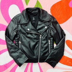 Black Faux Leather Moto Girl’s Jacket